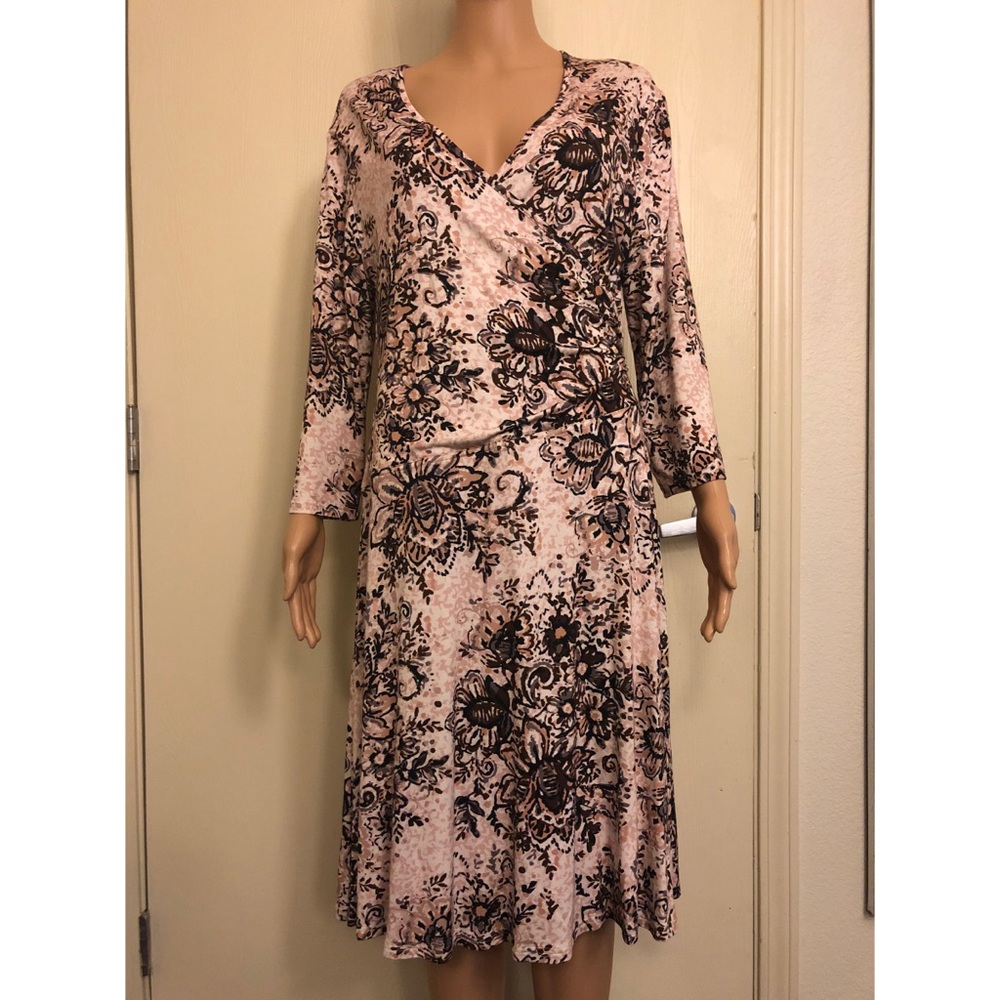 GARNET HILL BROWN FLORAL DRESS LARGE